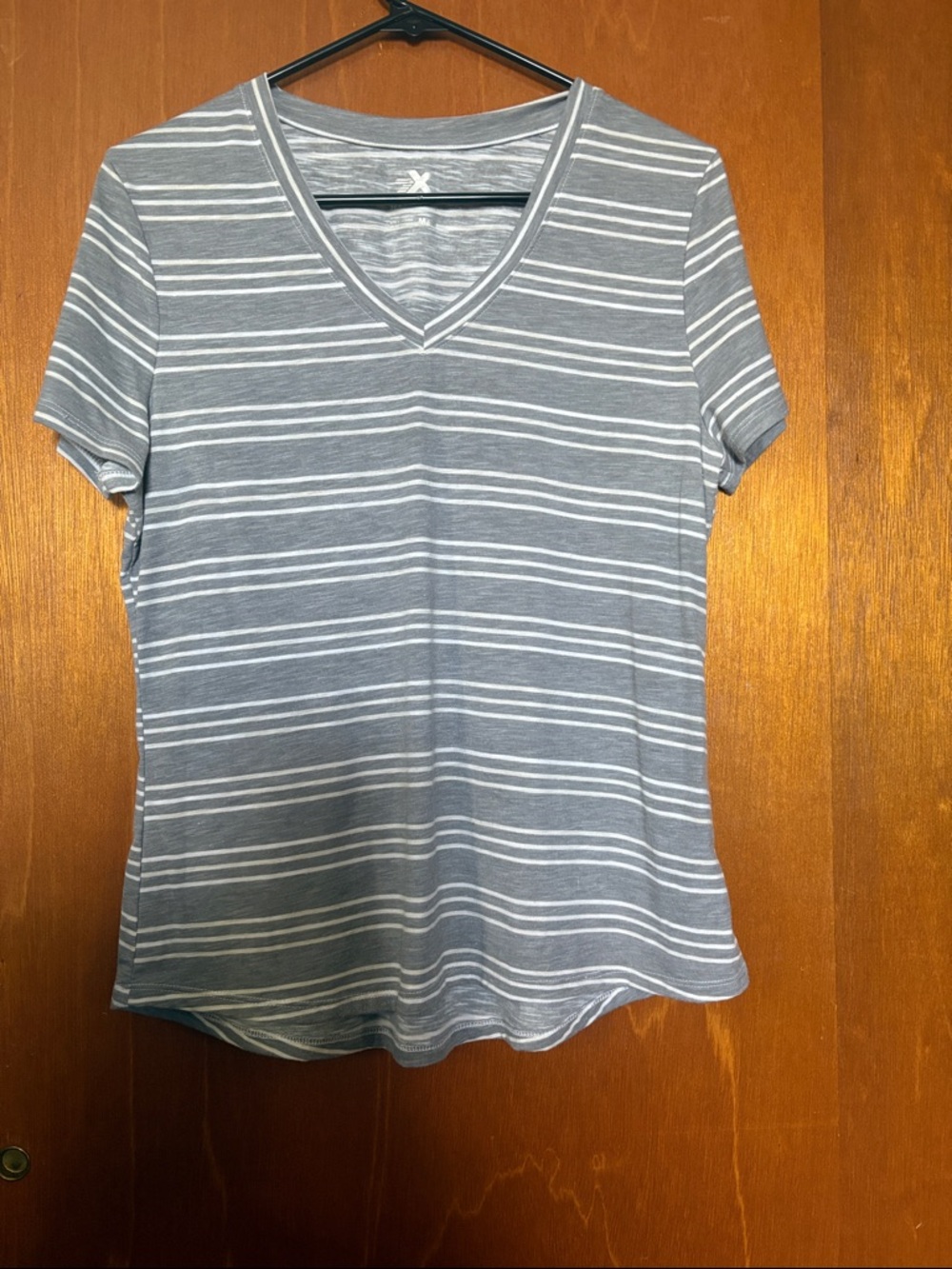 Grey and White Striped Shirt